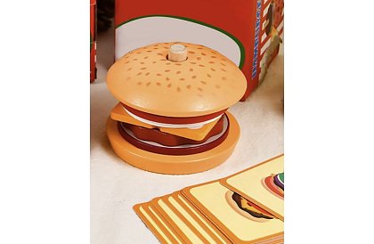 Puzzle din lemn Burger – jucărie educativă pentru dezvoltarea motricității și a gândirii logice