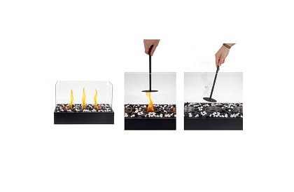 Șemineu bio independent cu pietriș – șemineu fără fum pentru terasă și interior, 45 × 30 × 21 cm