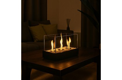 Șemineu bio independent cu pietriș – șemineu fără fum pentru terasă și interior, 45 × 30 × 21 cm