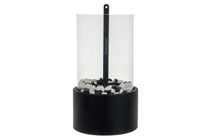 Șemineu bio oval, liber, cu pietriș – șemineu fără fum pentru terasă și interior, 28 × 16 × 16 cm