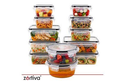 Containere pentru alimente 12 buc, 5 dimensiuni, pentru cuptor cu microunde, mașină de spălat vase și congelator