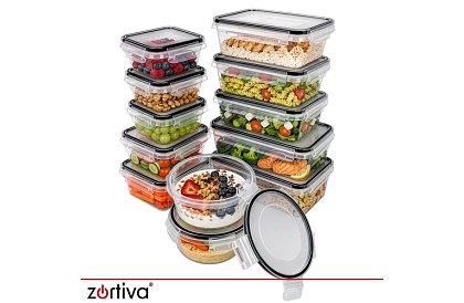 Containere pentru alimente 12 buc, 5 dimensiuni, pentru cuptor cu microunde, mașină de spălat vase și congelator