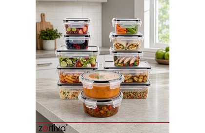 Containere pentru alimente 12 buc, 5 dimensiuni, pentru cuptor cu microunde, mașină de spălat vase și congelator