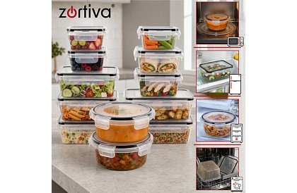 Containere pentru alimente 12 buc, 5 dimensiuni, pentru cuptor cu microunde, mașină de spălat vase și congelator