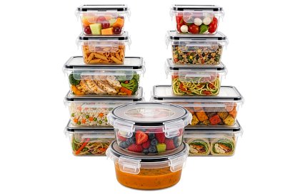 Containere pentru alimente 12 buc, 5 dimensiuni, pentru cuptor cu microunde, mașină de spălat vase și congelator