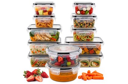 Containere pentru alimente 12 buc, 5 dimensiuni, pentru cuptor cu microunde, mașină de spălat vase și congelator