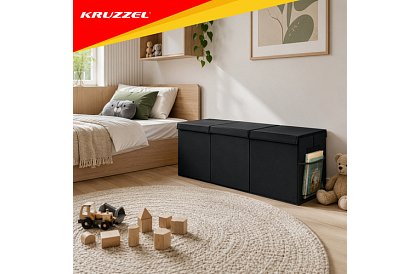 XXL cutie pentru jucării 132 l cu capac, organizator negru 94 cm