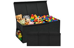 XXL cutie pentru jucării 132 l cu capac, organizator negru 94 cm