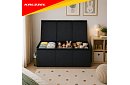XXL cutie pentru jucării 132 l cu capac, organizator negru 94 cm