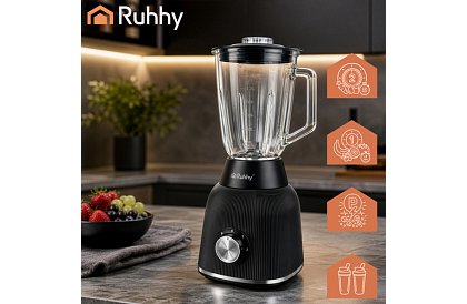 Blender din sticlă de 1200 W cu zdrobire de gheață, recipient din sticlă și 2 sticle portabile