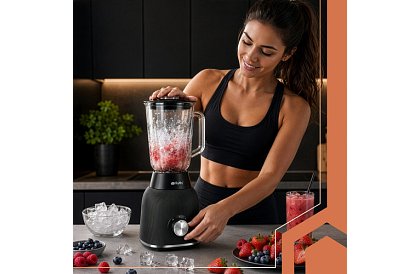 Blender din sticlă de 1200 W cu zdrobire de gheață, recipient din sticlă și 2 sticle portabile