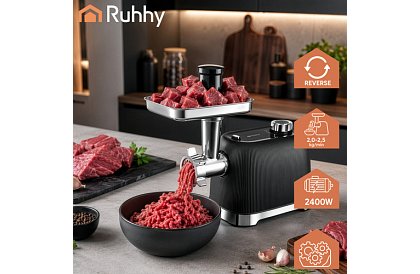Răzătoare electrică pentru carne 2400 W, funcție de reversare, 3 site din oțel
