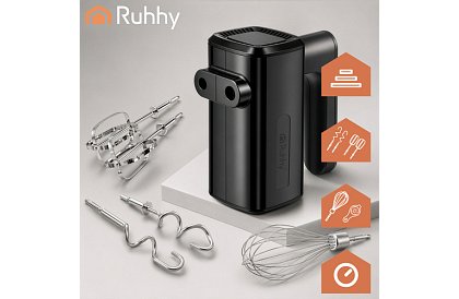 Mixer manual 800 W, 5 viteze, Turbo, cârlige de frământat