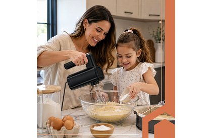 Mixer manual 800 W, 5 viteze, Turbo, cârlige de frământat