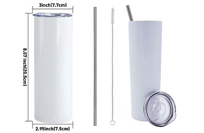 Cana termică de călătorie cu pai 590 ml – alb minimalist