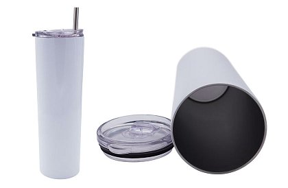 Cana termică de călătorie cu pai 590 ml – alb minimalist