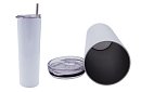 Cana termică de călătorie cu pai 590 ml – alb minimalist