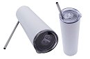 Cana termică de călătorie cu pai 590 ml – alb minimalist