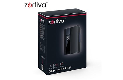 Dezumidificator de aer Zortiva 90 W, 2 l, higrometru, temporizator, telecomandă – negru