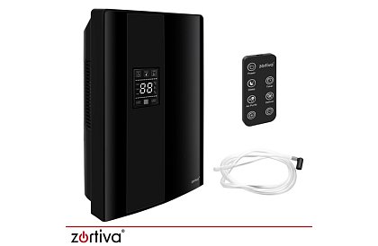 Dezumidificator de aer Zortiva 90 W, 2 l, higrometru, temporizator, telecomandă – negru