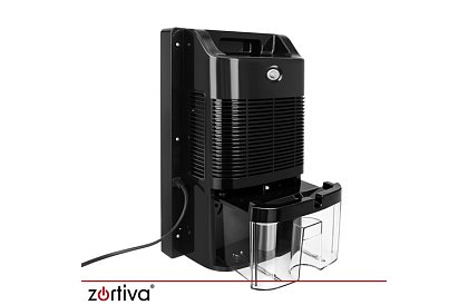 Dezumidificator de aer Zortiva 90 W, 2 l, higrometru, temporizator, telecomandă – negru
