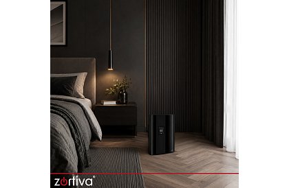 Dezumidificator de aer Zortiva 90 W, 2 l, higrometru, temporizator, telecomandă – negru