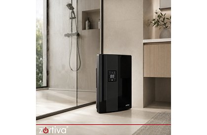 Dezumidificator de aer Zortiva 90 W, 2 l, higrometru, temporizator, telecomandă – negru