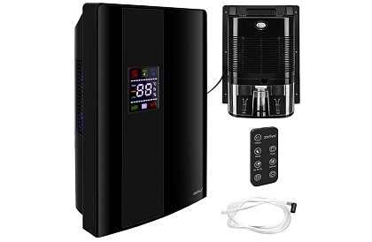 Dezumidificator de aer Zortiva 90 W, 2 l, higrometru, temporizator, telecomandă – negru