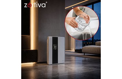 Dezumidificator de aer Zortiva 90 W, 2 l, higrometru, temporizator, telecomandă - alb