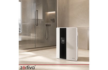 Dezumidificator de aer Zortiva 90 W, 2 l, higrometru, temporizator, telecomandă - alb