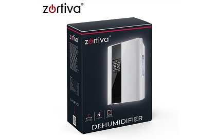 Dezumidificator de aer Zortiva 90 W, 2 l, higrometru, temporizator, telecomandă - alb