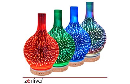 Aromaterapie difuzor Zortiva 200 ml, lampă LED RGB, efect 3D, aromaterapie