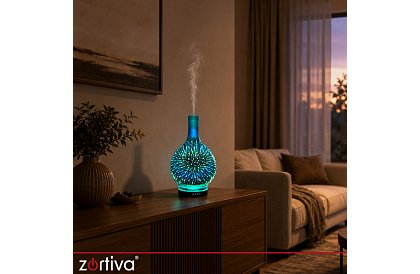 Aromaterapie difuzor Zortiva 200 ml, lampă LED RGB, efect 3D, aromaterapie