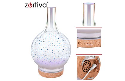 Aromaterapie difuzor Zortiva 200 ml, lampă LED RGB, efect 3D, aromaterapie