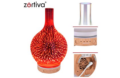 Aromaterapie difuzor Zortiva 200 ml, lampă LED RGB, efect 3D, aromaterapie