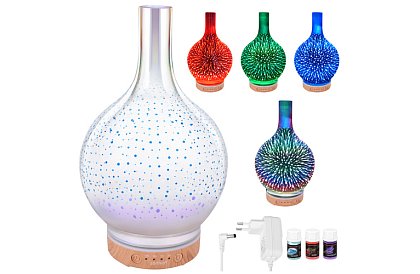 Aromaterapie difuzor Zortiva 200 ml, lampă LED RGB, efect 3D, aromaterapie
