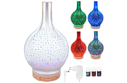 Aromaterapie difuzor Zortiva 200 ml, lampă LED RGB, efect 3D, aromaterapie