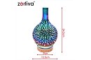 Aromaterapie difuzor Zortiva 200 ml, lampă LED RGB, efect 3D, aromaterapie