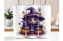 Cana termică de călătorie cu pai 590 ml – Halloween vrăjitoare 01