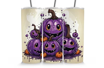 Cana termică de călătorie cu pai 590 ml – Dovleci drăguți mov 06