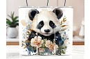 Cana termică de călătorie cu pai 590 ml – Panda drăguță și flori 09