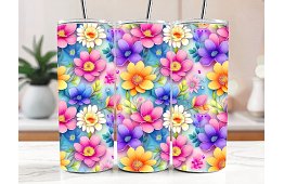 Cana termică de călătorie cu pai 590 ml – Pajiște colorată de primăvară 10