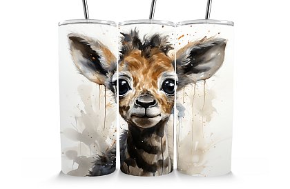 Cana termică de călătorie cu pai 590 ml – Pui de girafă drăguț 12
