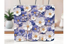 Cana termică de călătorie cu pai 590 ml – Flori delicate violet și albe 16