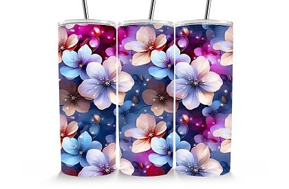 Cana termică de călătorie cu pai 590 ml – Flori magice albastre și violet 20