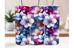 Cana termică de călătorie cu pai 590 ml – Flori magice albastre și violet 20