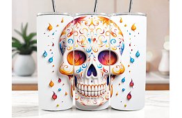 Cana termică de călătorie cu pai 590 ml – Skull mexican Santa Muerte 21