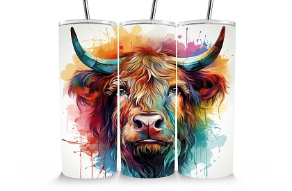 Cana termică de călătorie cu pai 590 ml – Scoția – acuarelă 24