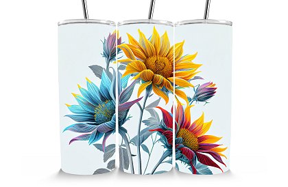 Cana termică de călătorie cu pai 590 ml – Floarea-soarelui colorată 25