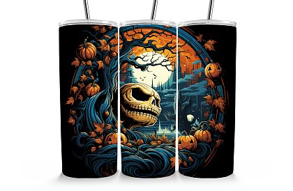 Cana termică de călătorie cu pai 590 ml – Regele Halloween Jack și dovleacul 27